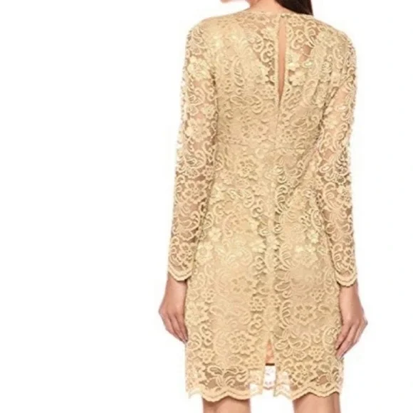Nanette Lepore Gold Lace Dress Size 2 - Picture 3 of 8